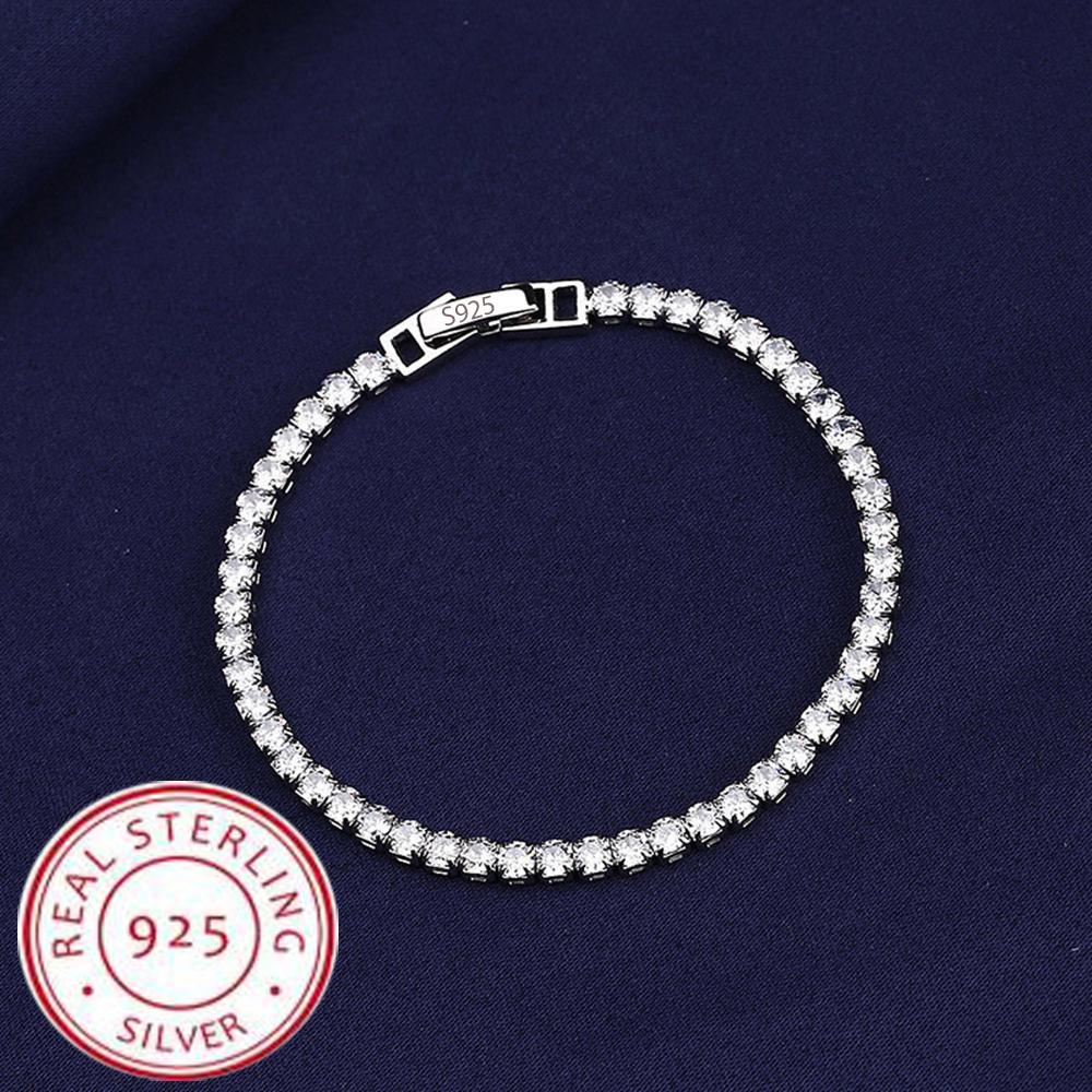New 925 Sterling Copper Bracelet Love Elegant Zircon Tennis Crystal Chain for Women Fashion Noble Engagement Wedding Glam