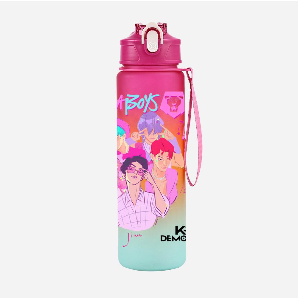 750Ml Water Bottler K-Pop Demon Hunters Printed Character Water Cup Large Capacity Outdoor Portable Rope Drinking Bottle for Boy Girl Gift