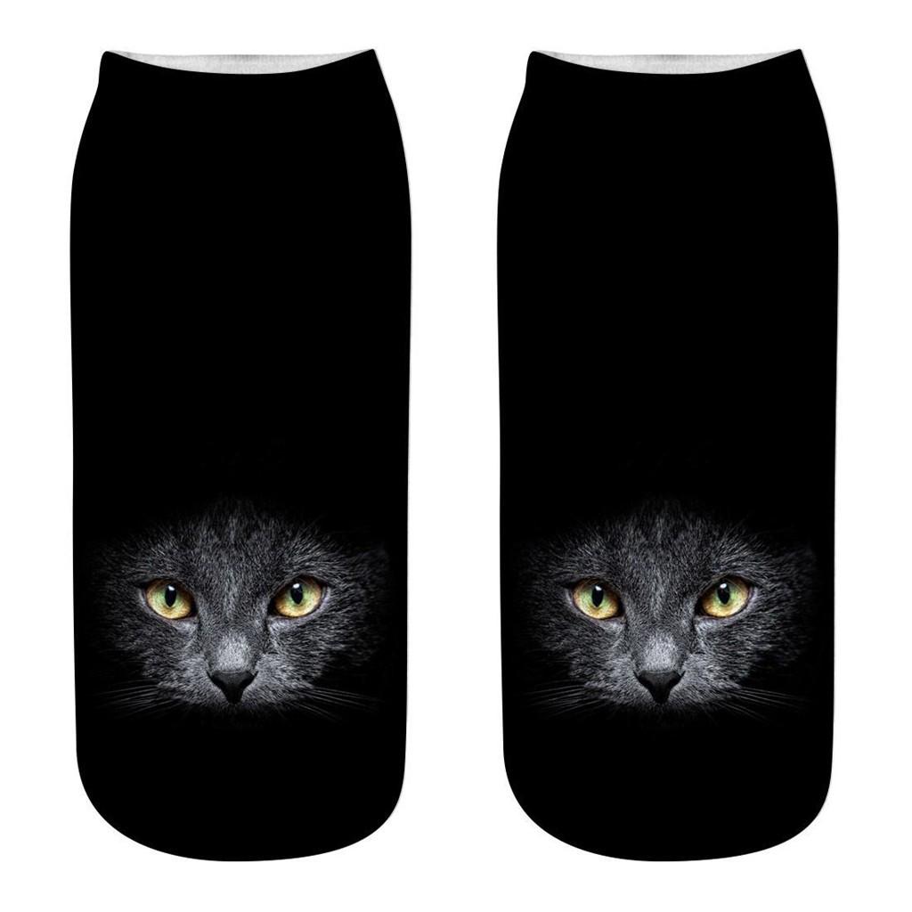 Women 3D Novelty Crazy Funny Cat  Socks Cute Colorful Cartoon Low Cut Socks