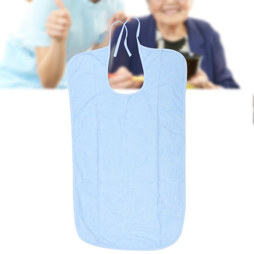 Elderly Waterproof Bib Adult Mealtime Saliva Towel Dining Apron Clothes Protector Light Blue L