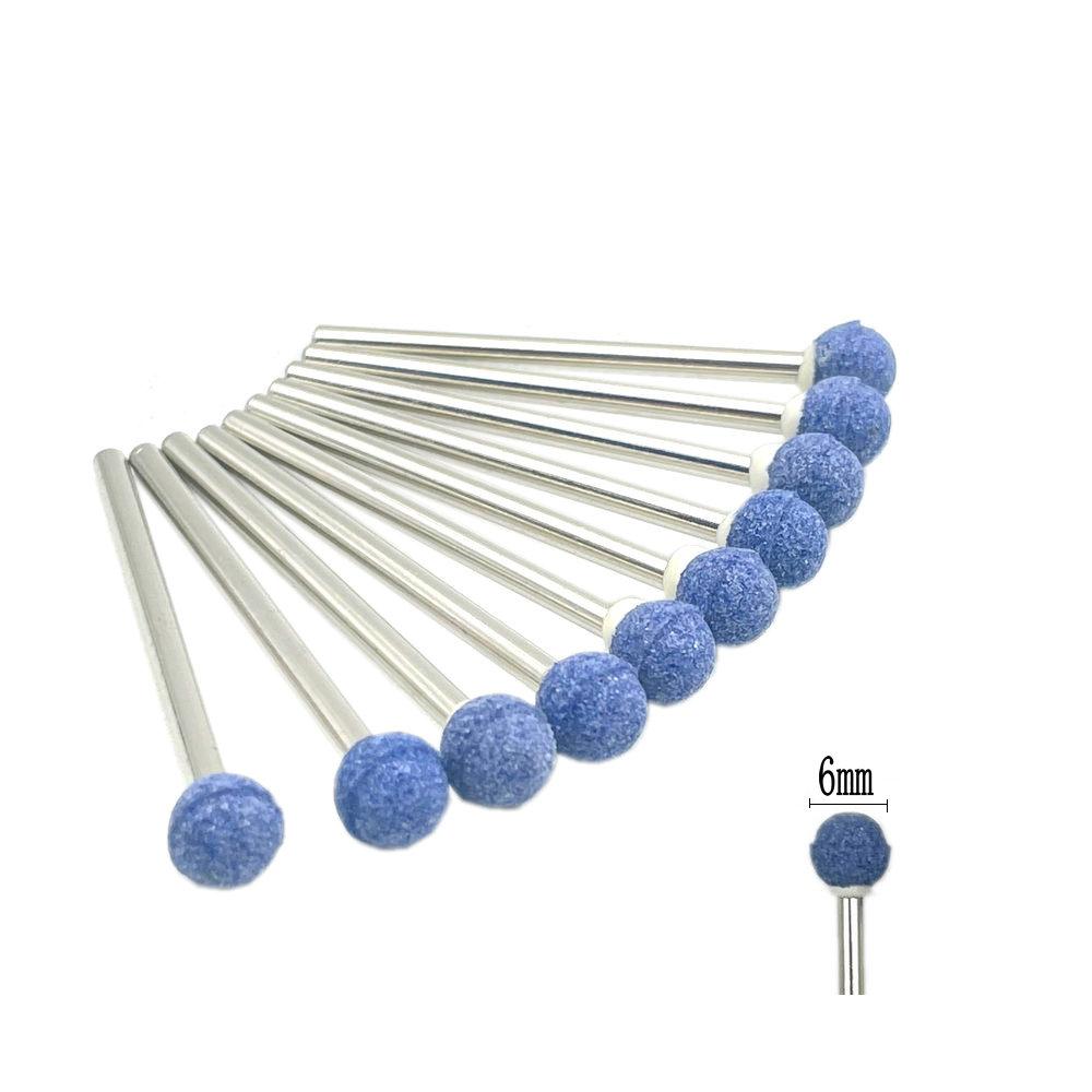

10 шт./компл., шлифовальная машинка для камня, полировальные боры с хвостовиком 2,35 мм для контурной обработки фарфоровых ногтей, вращающийся полировщик камня, аксессуары для ногтей, фрезерные инструменты D6-Blue
