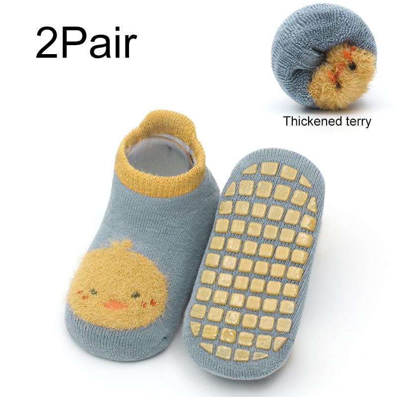 

2 пары/упаковка Носки для девочки, малыша, ребенка, теплые, противоскользящие, толстые, детские носки для пола, хлопок L синий