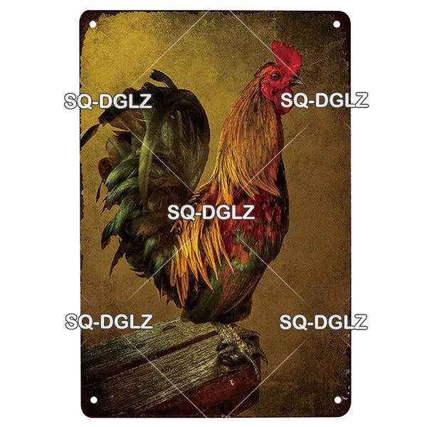Chicken Zone Metal Sign Vintage Metal Plaque Plates Decor For Pub Bar Garden Wall Decor Tin Signs Fresh Eggs Poster