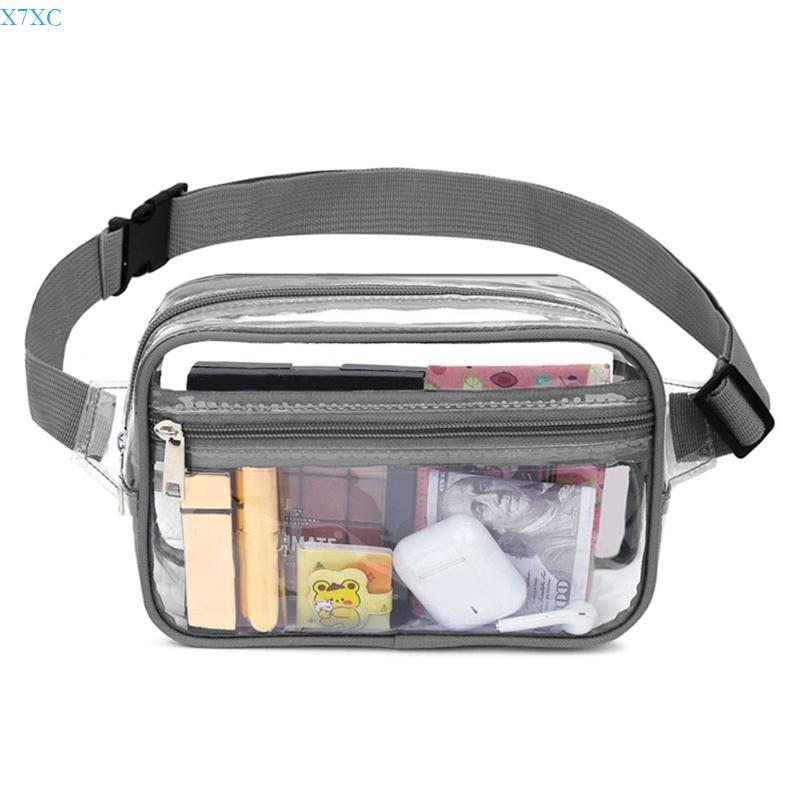 

X7XC Clear PVC Purse Transparent Beach Bag Crossbody Purse Waist Bag Concert Bag серый
