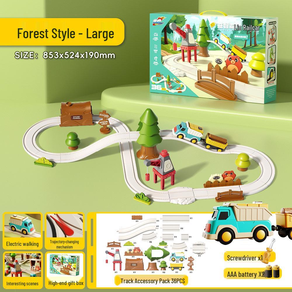 Forest Train Track Adventure Set: Educational Puzzle & Construction Vehicles for Ages 3-6
