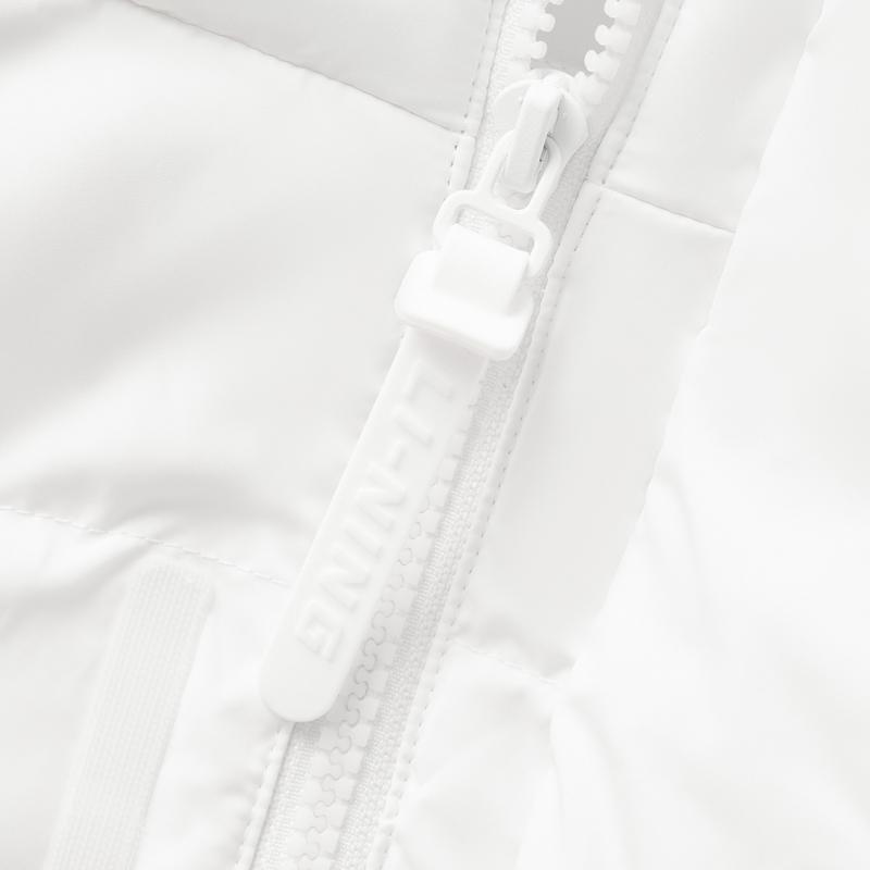 Li Ning Fitness Series Letter Zipper Hooded Versatile Long Down Jacket Men Outerwear Standard-White AYMU567-3