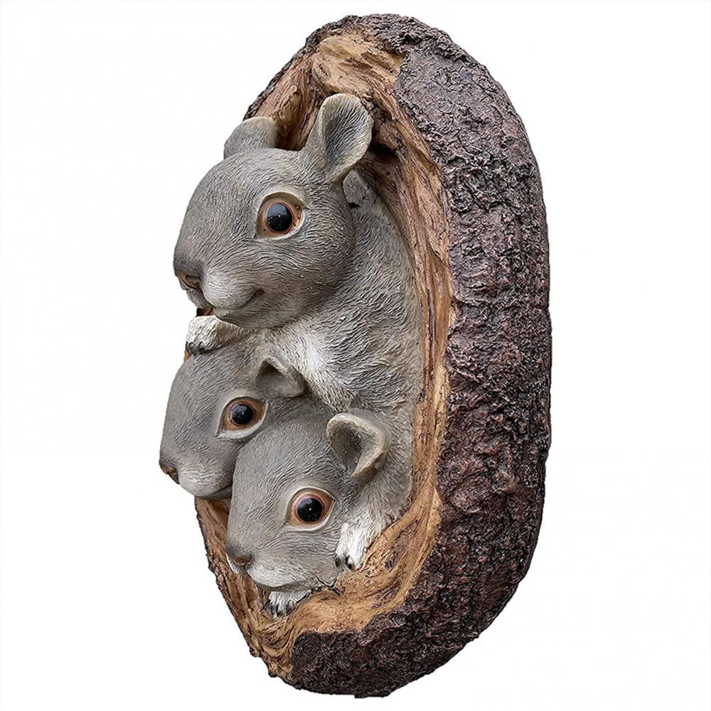 Resin Squirrel Garden Statue Tree Hole Statues Gift Outdoor Courtyard Coffee Shop Ornaments Sculpture Art Decoration