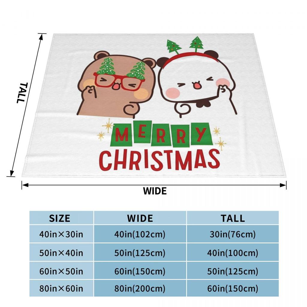Frohe Weihnachten DuDu Bär BuBu Panda Decke Fleece Winter Weihnachten Tragbar Leicht Dünn Überwurfdecken Bett Plüsch Dünne Steppdecke