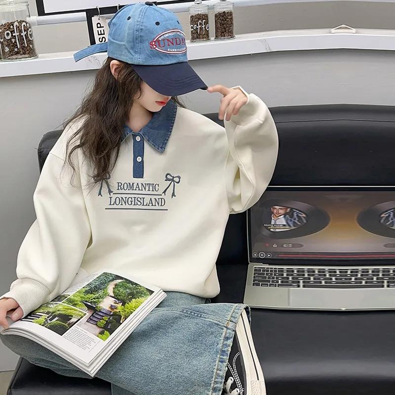 Girls' Casual Suits, Western Style, Big Children's Sweaters, Children's Jeans, Spring and Autumn Two-piece All-match