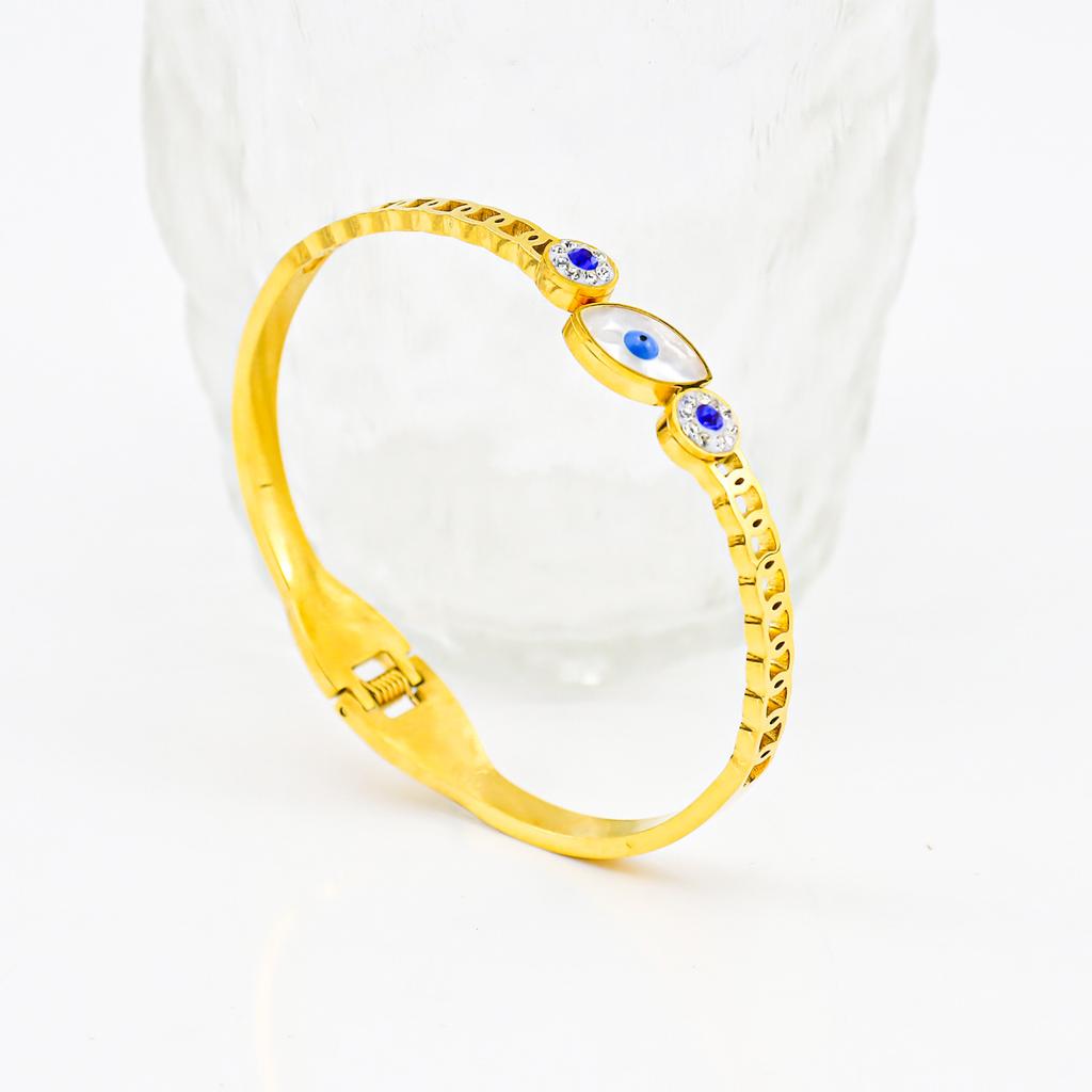 Diamond Shell Eyes Titanium Steel Ladies Bracelet, Stainless Steel Non-Fading Spring Buckle Jewelry