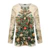 Women's Casual Long Sleeve Christmas Print Round Neck Top