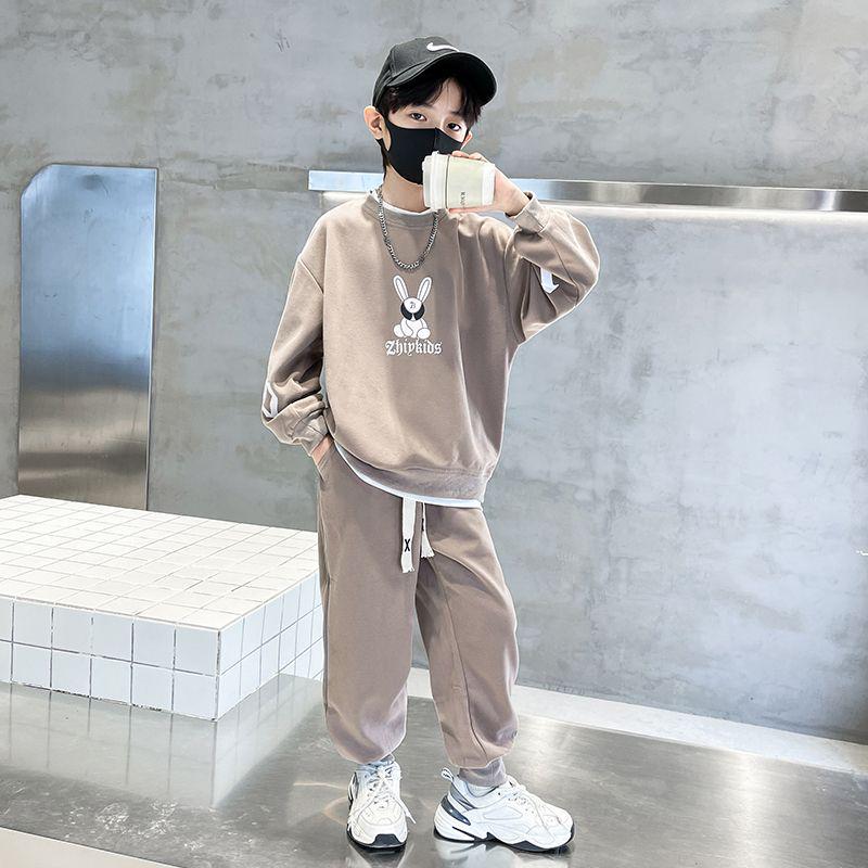 2023 Boys' Cartoon Sports Two-Piece Suit: Sweatshirt & Sweatpants for Spring/Autumn