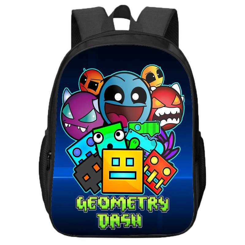 Geometry Dash Doppel-Schicht Rucksack für Grund- und Sekundarschüler und Kinder