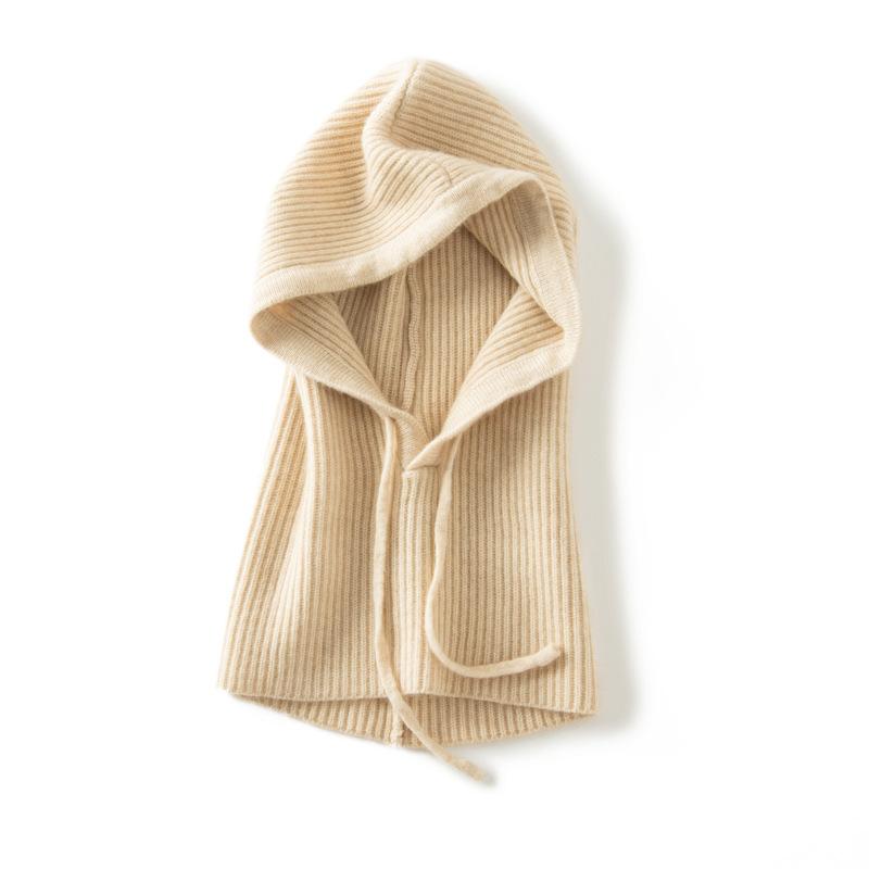 Ull Kaschmir Stickad Huva Hatt Scarf Eleganta Hattar Mössor Dam Herr Vinter Halsvärmare Balaklava Huvudbonader Kepsar Unisex
