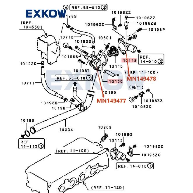 Thermostat Case Cooling Water Inlet Hose Fitting for Mitsubishi lancer CS7A Airtrek CU5W MN149477 MN149478