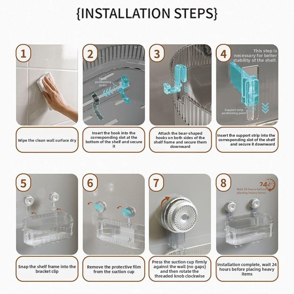 New Suction Cup Bathroom Shelves Transparent With Drain Hole Kitchen Storage Box Wall Mounted Storage Rack Home Supplies