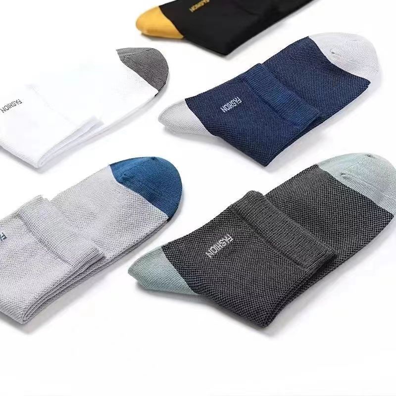 Breathable Socks Men'S Deodorant Sweat-Absorbing Antibacterial Mid-Tube Cotton Socks Sports Retro Black Polyester Cotton Socks