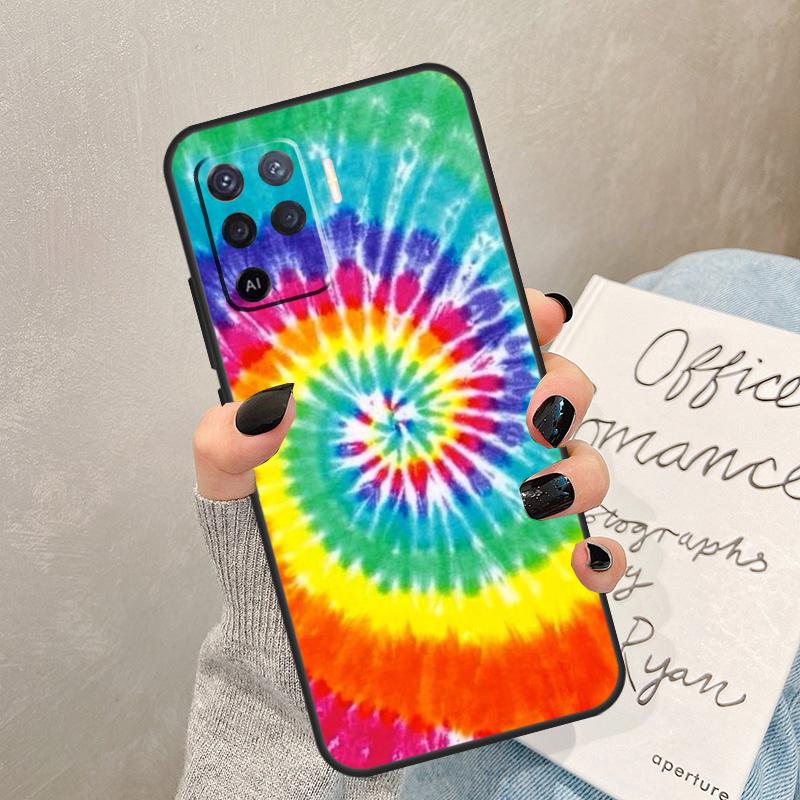 Colorful Tie Dye Rainbow Hippie Art Case For Oppo A78 A98 A18 A38 A58 A60 A80 A40 A77 A57 A17 A74 A54 A94 A96 A76 A16 A15 A5 Pro