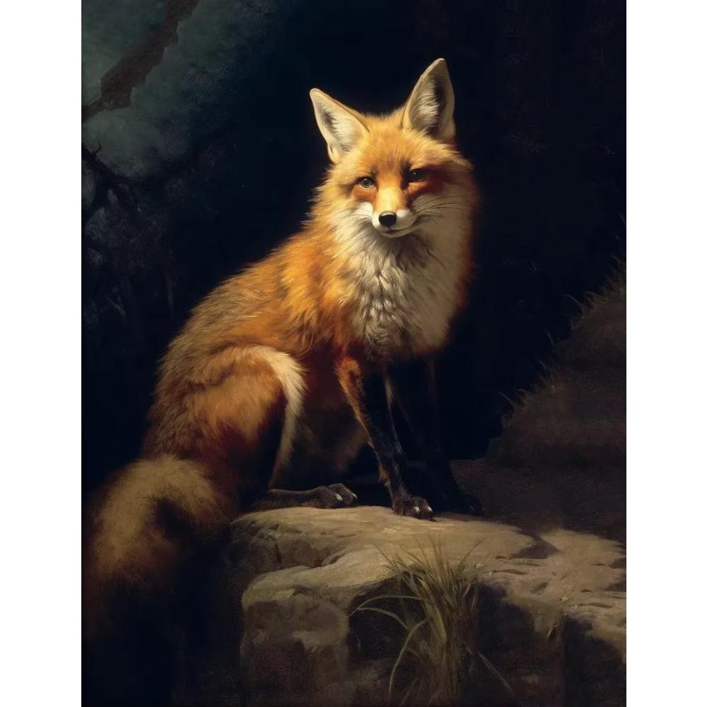 Canvas Dark Forest Wildlife Fox Lion Black Swan Retro Posters Prints Wall Art Picture Living Room Home Decor Wall Decor