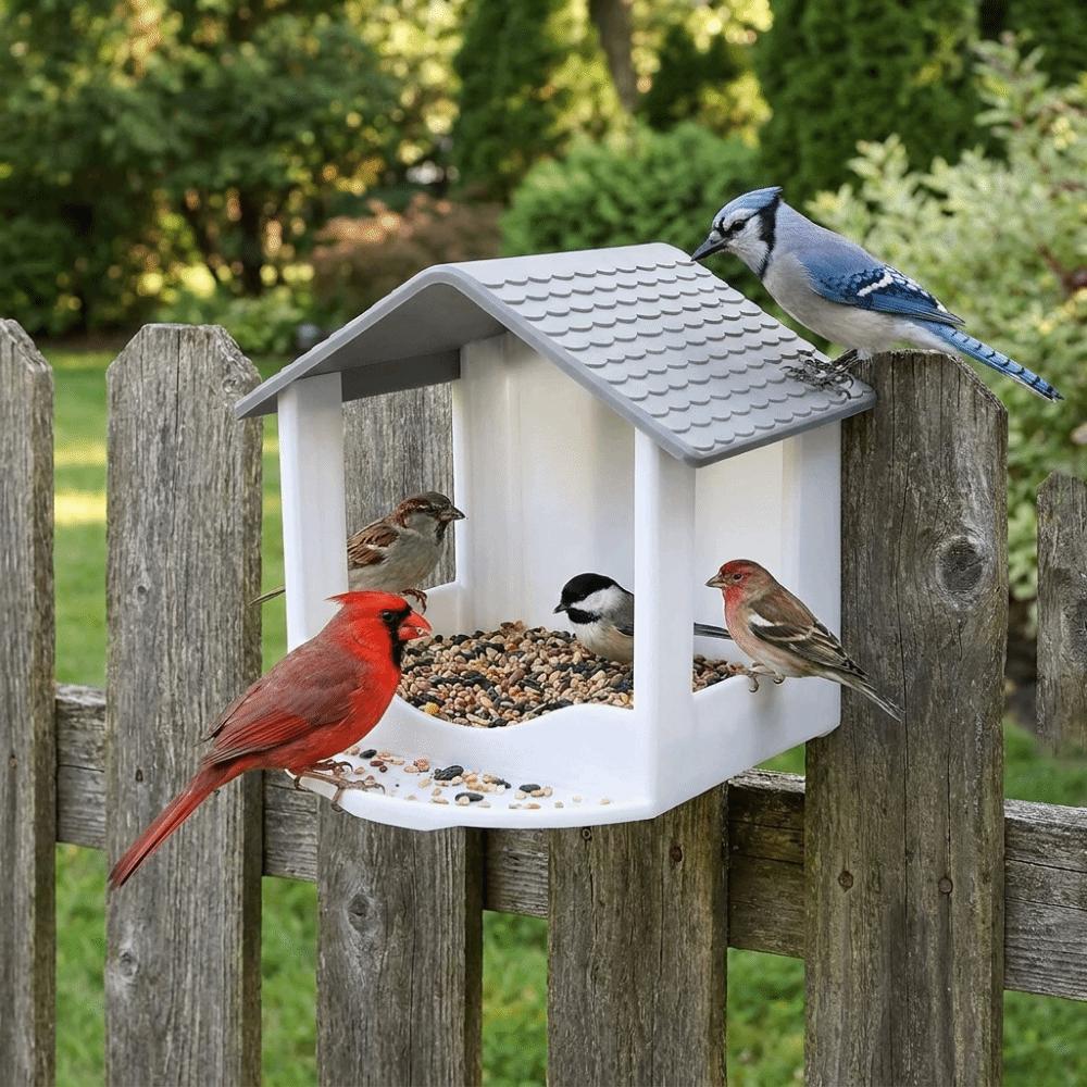 Wasserdichtes Wandhängendes Vogelhaus Futterhaus Form Regensicher Wildvogel Futterhaus Große Kapazität Kunststoff Vogelhaus Fenster