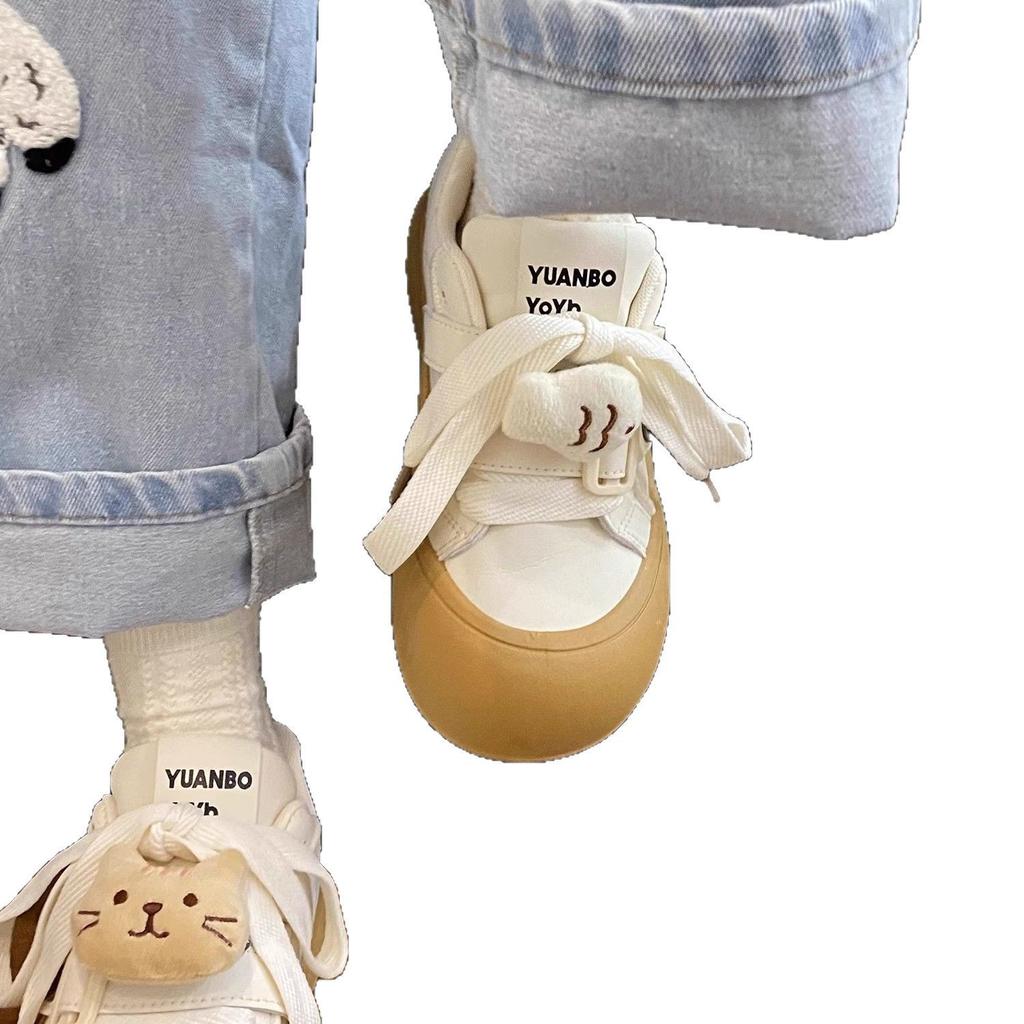 Guochao niche original ugly cute big head puff bread shoes women's new spring platform versatile student board shoes