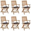 Folding Garden Chairs Set of 6 with Cushions Acacia Wood