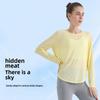 Women's Breathable Long Sleeve Round Neck Yoga Top - Slim Fit Running Fitness T-Shirt