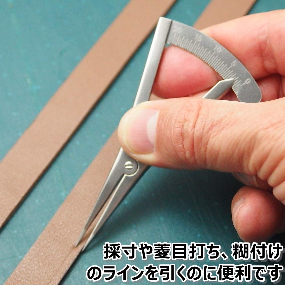 Compasso divisore in pelle artigianale in acciaio inossidabile Strumento per marcatura della pelle Misurazione [Island Puppy] (Tipo di vite)