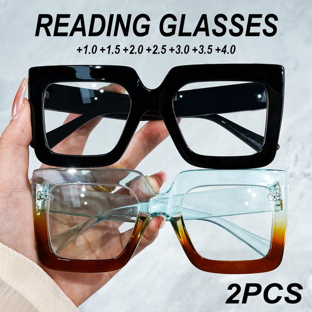 2pcs Fashion Reading Glasses for Women Men, Comfortable Vintage Style Frame, Suitable for All Face Shapes, Suitable for Wearing