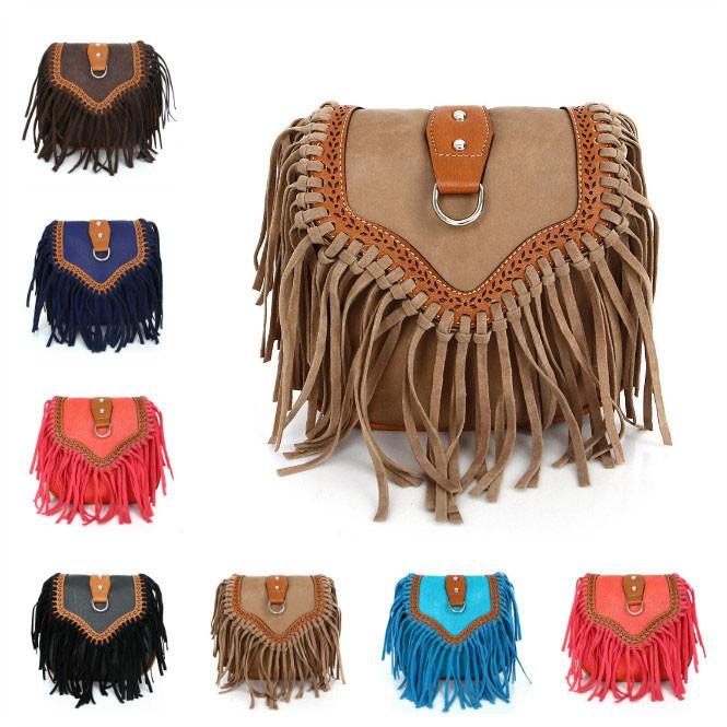 Elegant Bohemian Tassel Crossbody Bag For Women Stylish Vintage Pu Shoulder Bag
