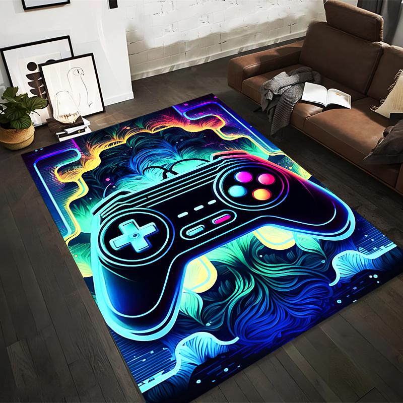 Gaming Controller Pattern Carpet with Neon Style and Vibrant Colors Suitable for use as an anti-slip for living room bedroom sofas