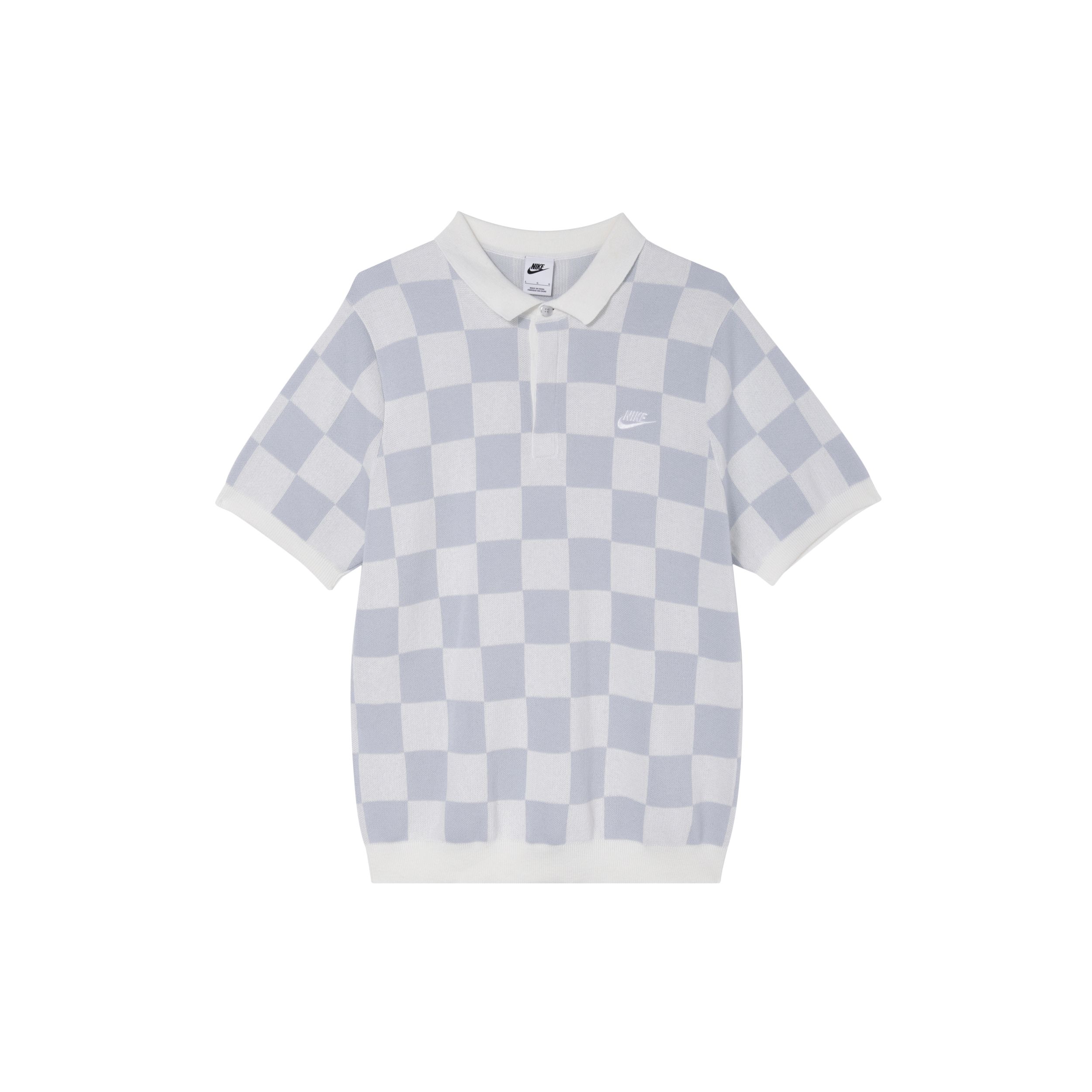 Nike Men s Sportswear Club Checkered Pattern Quick-Dry Breathable Polo Collar Short Sleeve Shirt Sail FN3423-133 XXL