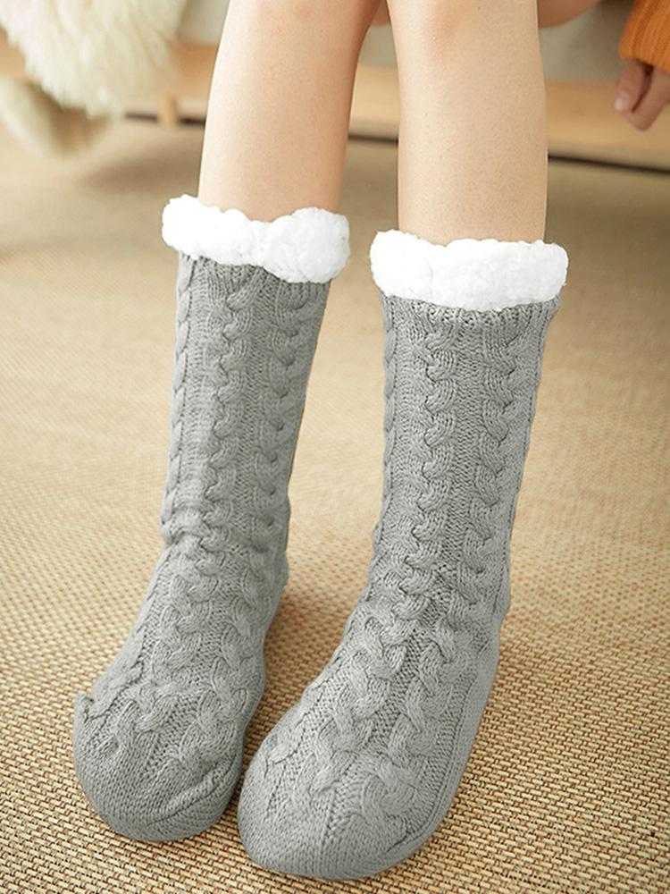 Women Winter Socks Plush Thick Warm Soft NonSlip MidCalf Home Floor Socks Hosiery