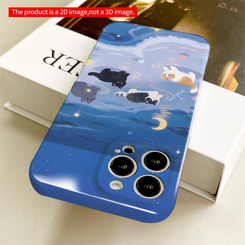 2DFlat Starry Sea Cats Mobile Case All inclusive film hard iPhone case, compatible with iPhone 18 Pro Max 17 16 15 14 13 12 11