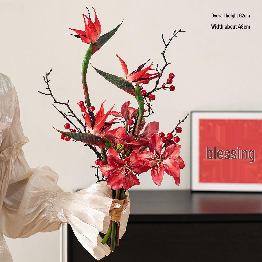 Elegantes rotes künstliches Blumenbouquet für Heimdekoration & Hochzeitsfotografie