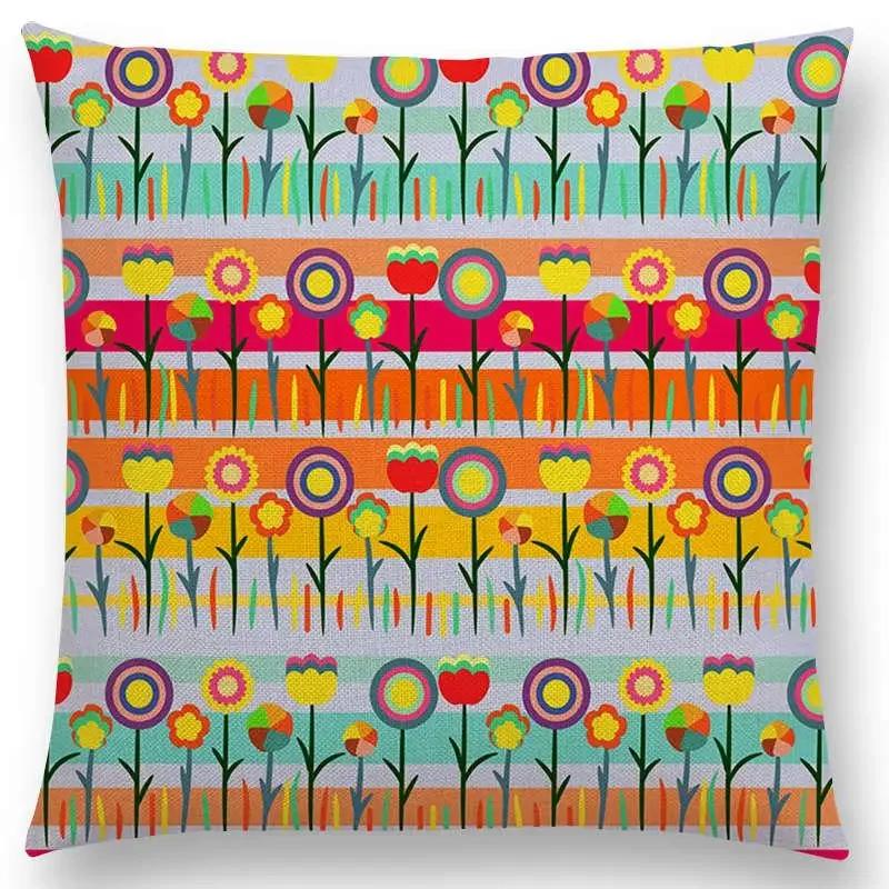 Newest Floral Sofa Pillow Case Geometric Landscape Tropical Joy Mandala Flowers Squares Arrow Cushion Cover