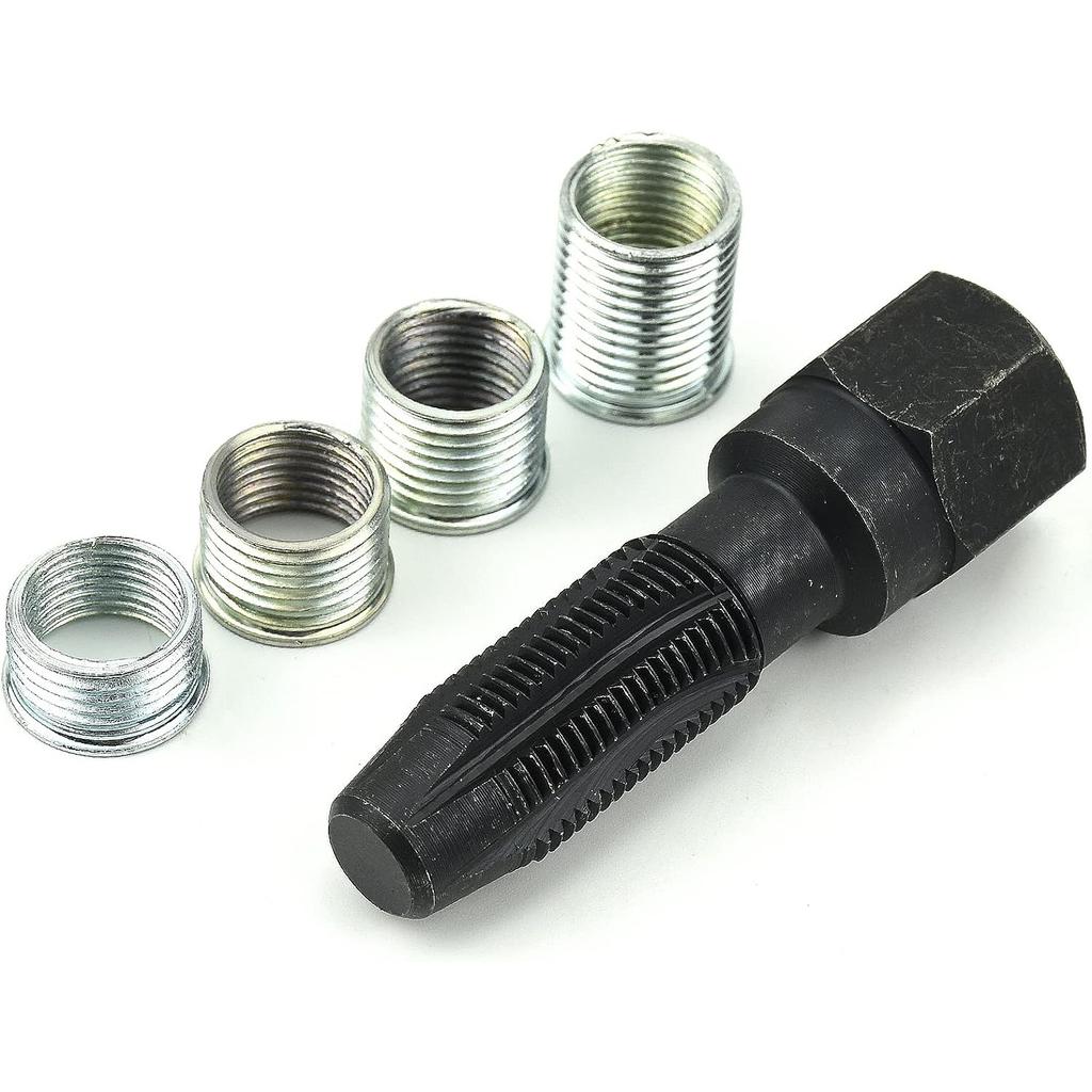 5-teiliges Zündkerzengewinde-Reparaturset, Zündkerzenhalter mit Gewinde und 4 Zündkerzeneinsätzen zur Reparatur von 14-mm-Zündkerzen
