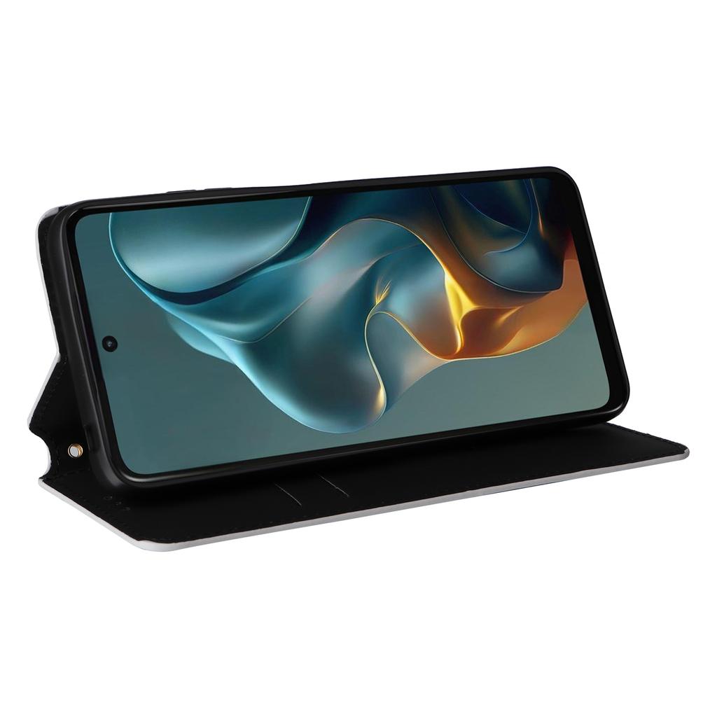 Dla Motorola Moto G05 4G/E15 4G Etui Portfelowe Skóra Wytłaczana w Romby Pokrowiec na Telefon