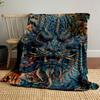 Intricate blue dragon design with detailed scales, flowers, and patterns. for all seasons blanket lunch break throw gift