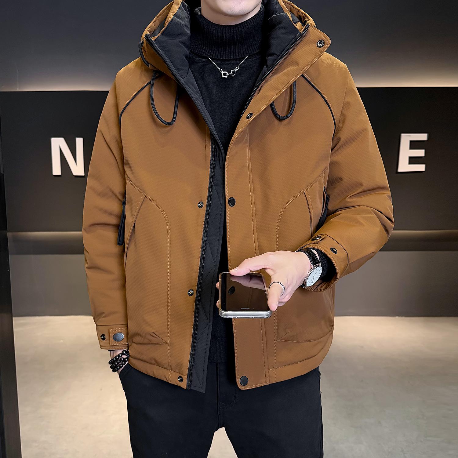 Men s 2025 Trendy Hooded Thick Warm Winter Workwear Jacket 4XL жёлтый