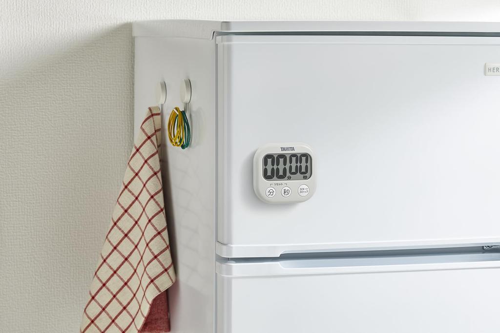 Tanita Kitchen Study Timer Large Loud 100 Stand Large Visible Gray TD384HGY Screen, Volume, Minutes, Magnet, Included, Timer,