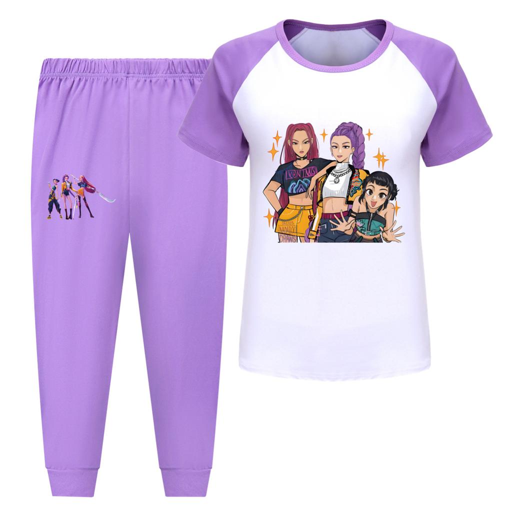 Children's Summer Sports T-shirt And Pants Two-piece Sportswear Set Short-sleeved Printed Clothing Suit