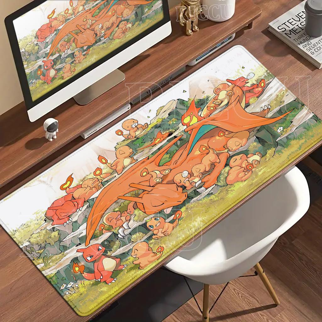 Mouse Pad Anime Gaming Accessories Large Playpad Gamer Computer Office Laptop PC Keyboard Desk Mat P-Pokemons Charizard Mousepad
