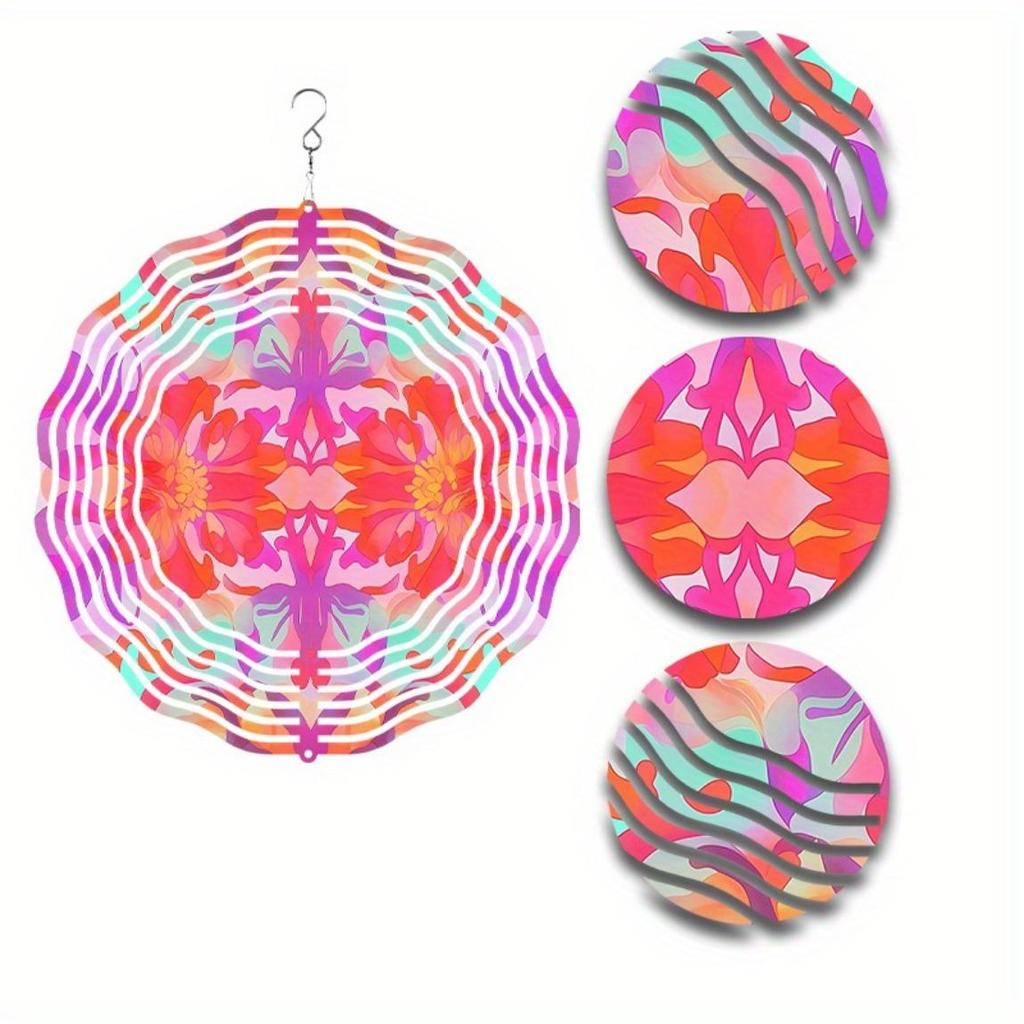 10 Inch Bohemian Mandala Wind Chime Metal Spinning Design No Battery Needed for Outdoor Garden Decor and Animal Lovers