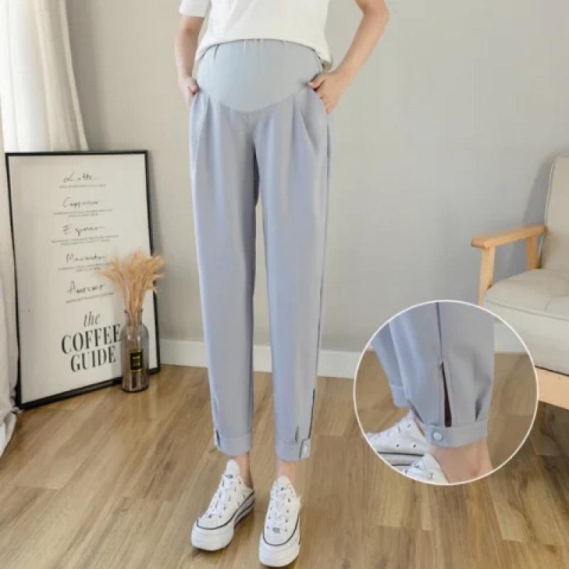 Maternity Chiffon Joggers - Spring/Summer 2026 Trendy Split-Leg Adjustable Pants M