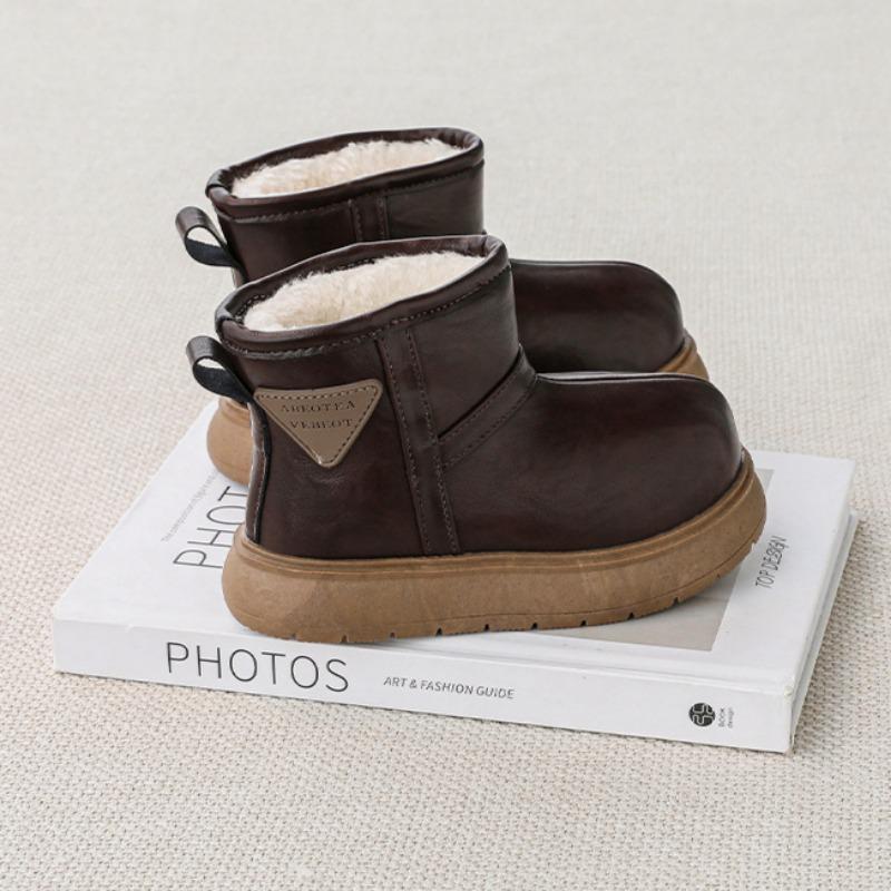 Barnes Capibara Snøstøvler Jenter Tykke Store Lær Vinterstøvler Jenter Vanntette Ankelstøvler