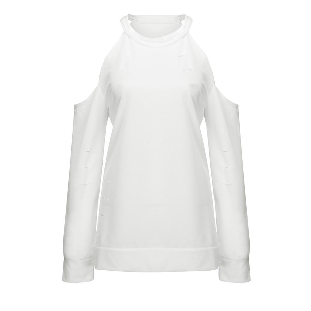 Women Long Sleeve Off Shoulder Color Casual Shirt Easy Blouse Tops