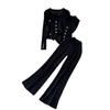 K-style V-neck Single Breasted Knitted Straight Fashion Suit
