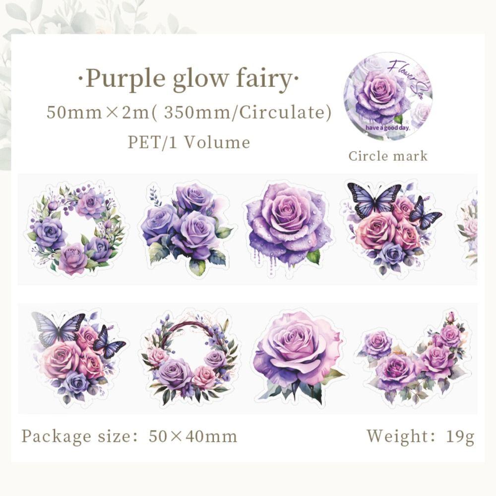 

Mr.Paper PET Washi Tape Plant Flower Lovers Sticker Set 8 Style Masking Tape Purple Rose
