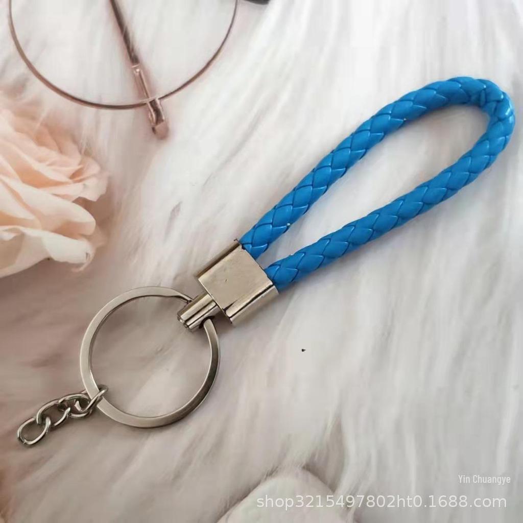 Gevlochten Lederen Touw Sleutelhanger met Poppenhanger - Modieus en Creatief Accessoire